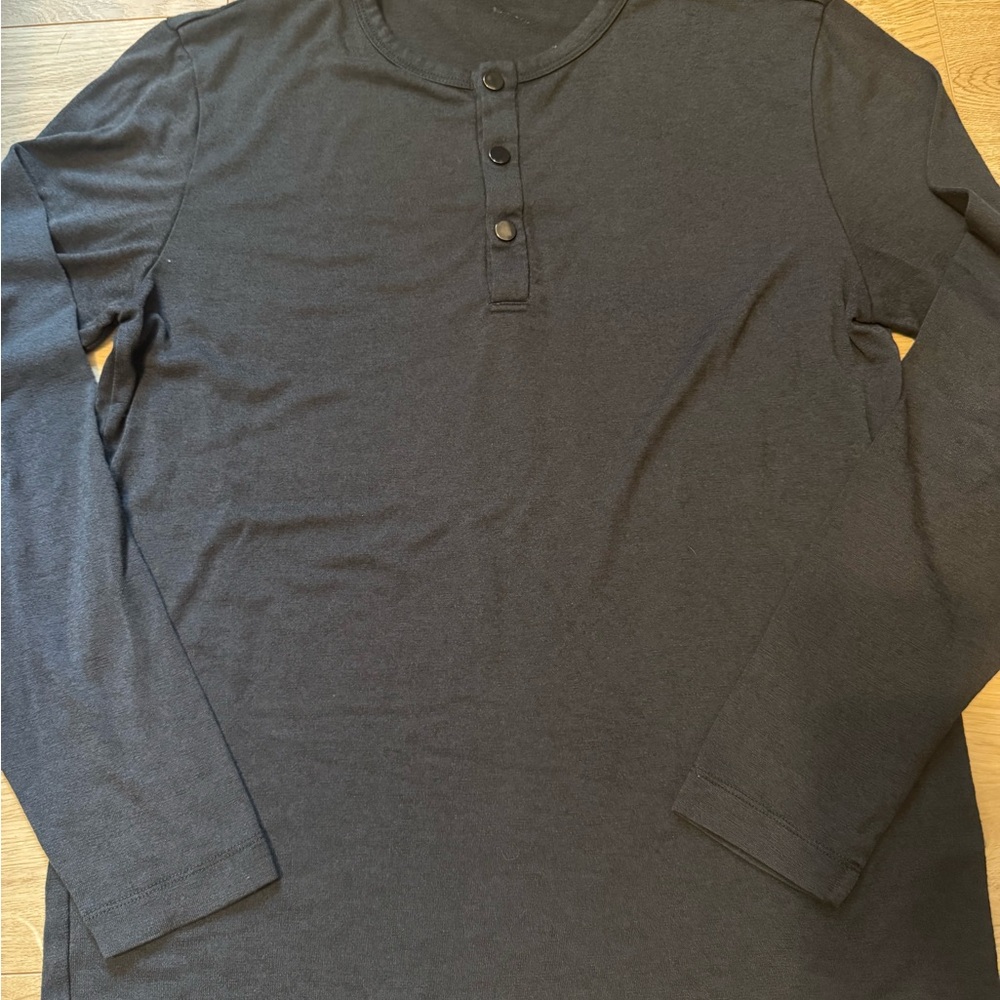 Theory Dark Blue Long Sleeve Henley - Picture 3 of 3